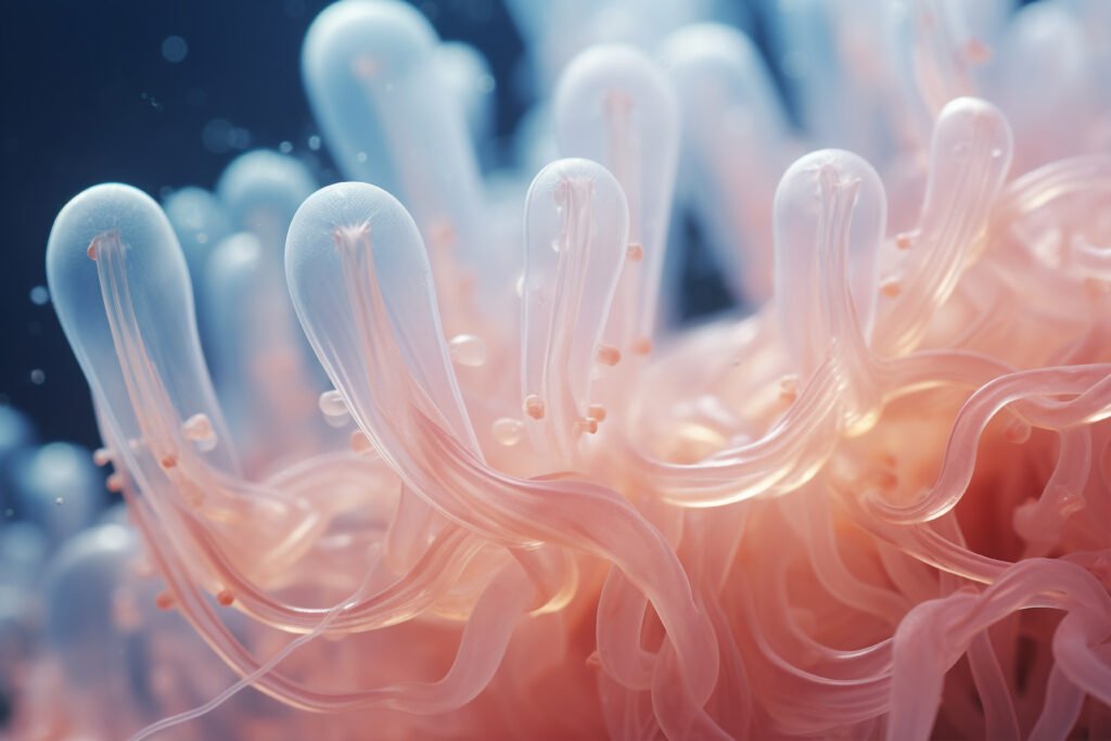 close up jellyfish tentacles